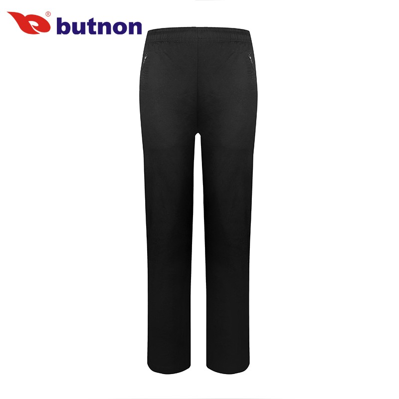 巴特儂 butnon 夏季新品運動褲女褲子直筒透氣梭織運動長褲棉拉鏈口袋運動生活 W2258-黑色