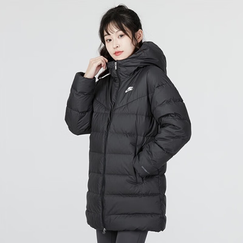 NIKE耐克（NIKE）女裝冬季新款休閑舒適防風(fēng)保暖跑步運(yùn)動(dòng)服連帽中長(zhǎng)款 DQ6874-010